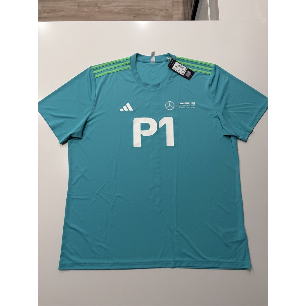 adidas MER TM WIN TEE JX5806 Mens 2XL Teal Mercedes F1 Licensed